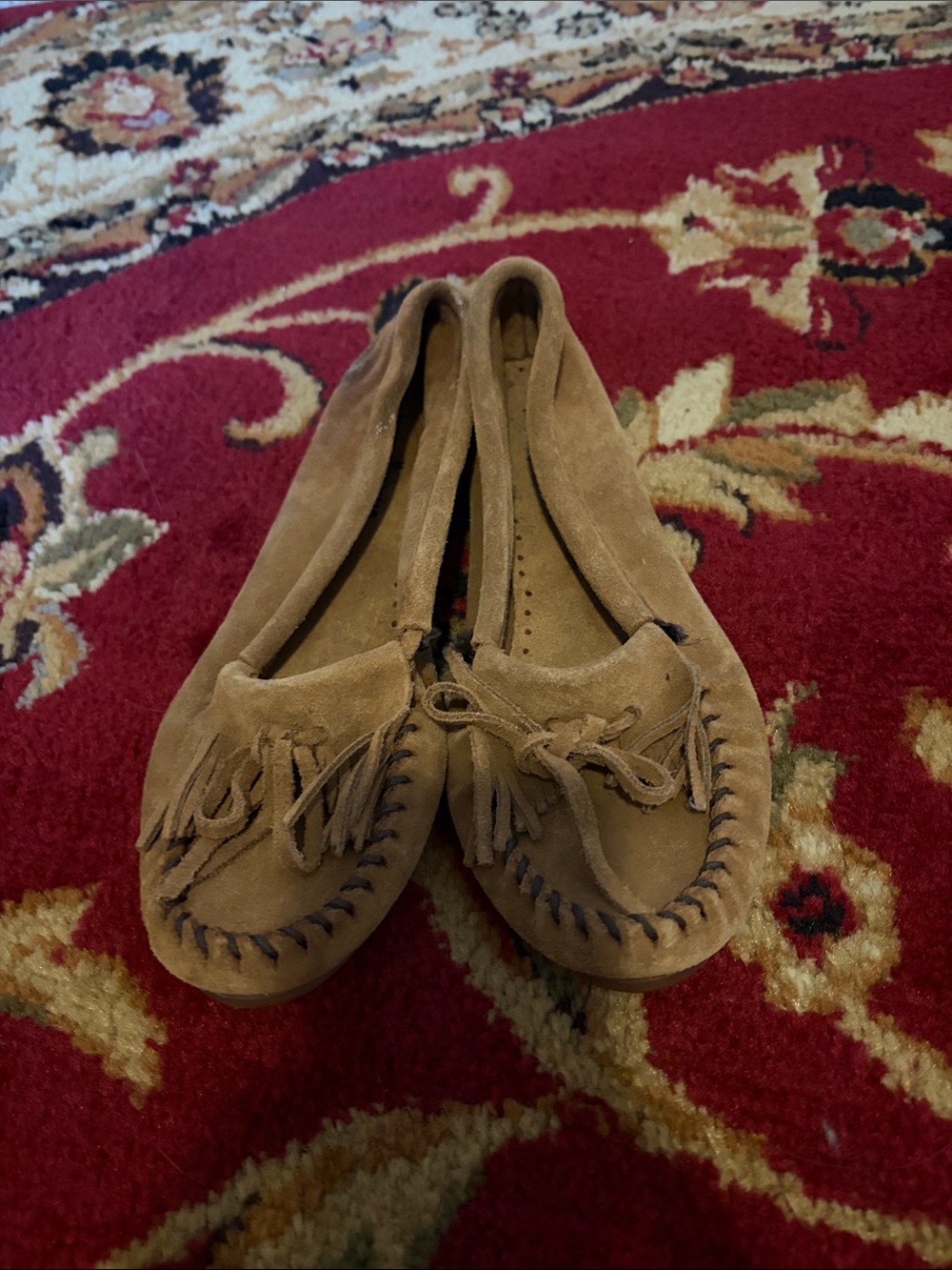 Minnetonka Chestnut Suede Tassel Moccasins